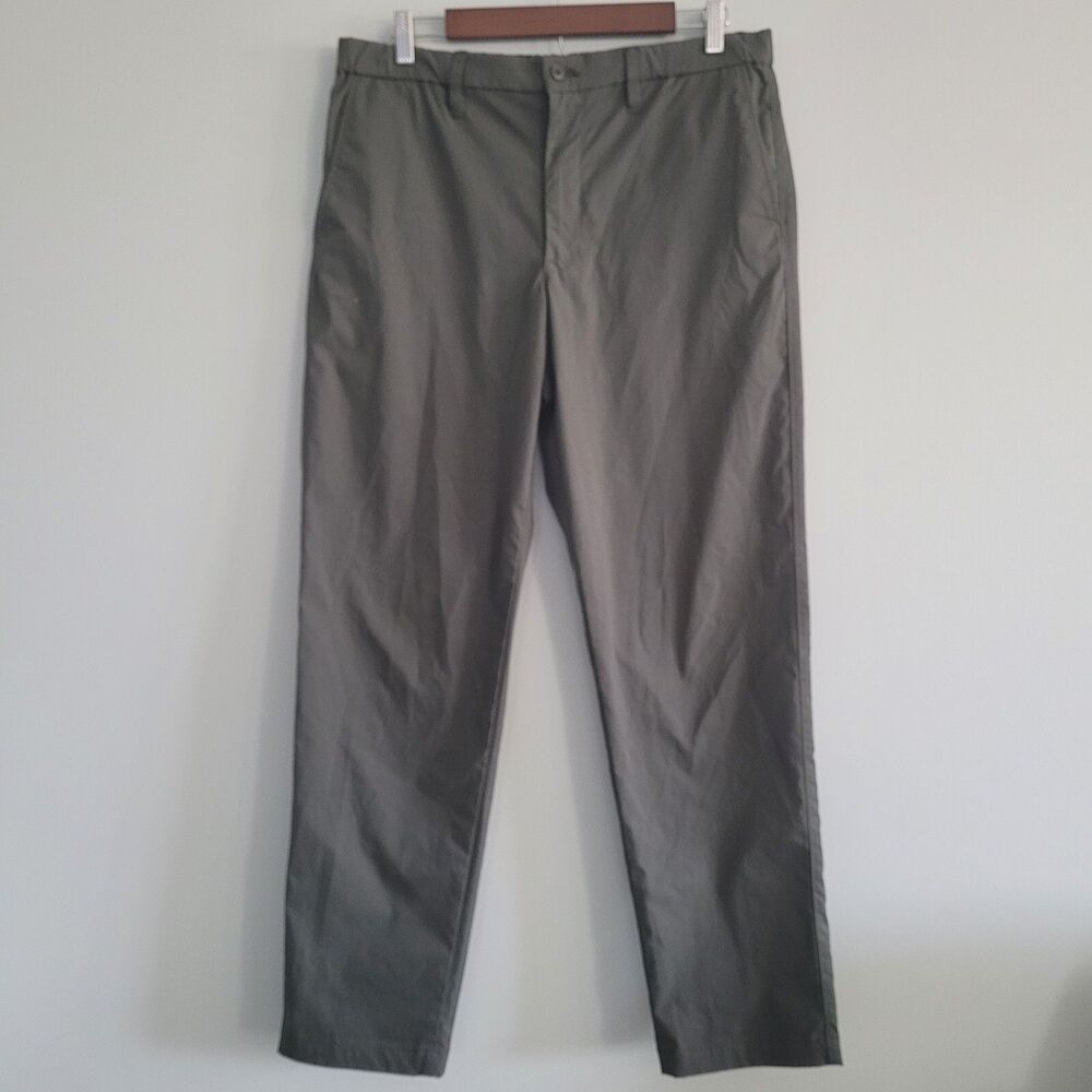 Womens Pants Size Medium High-Rise Straight Leg Relax Green Elastic Waist